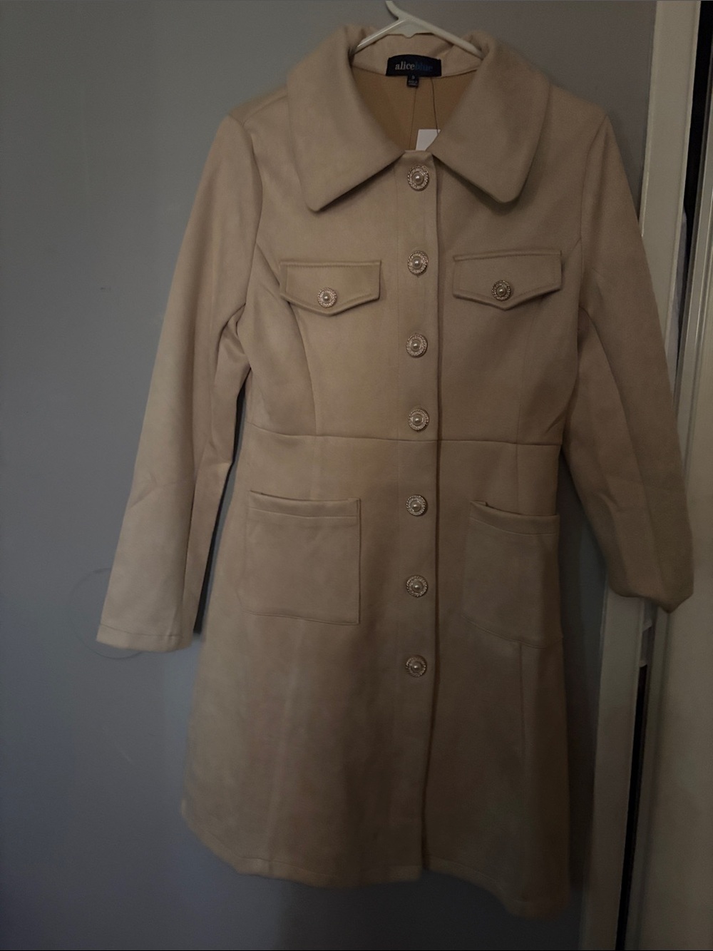 Alice Blue Cream Button-Front Trench Coat